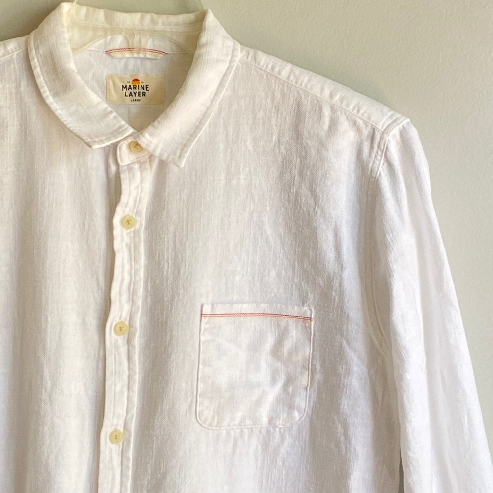 Marine Layer Off-White Casual Button Down Shirt